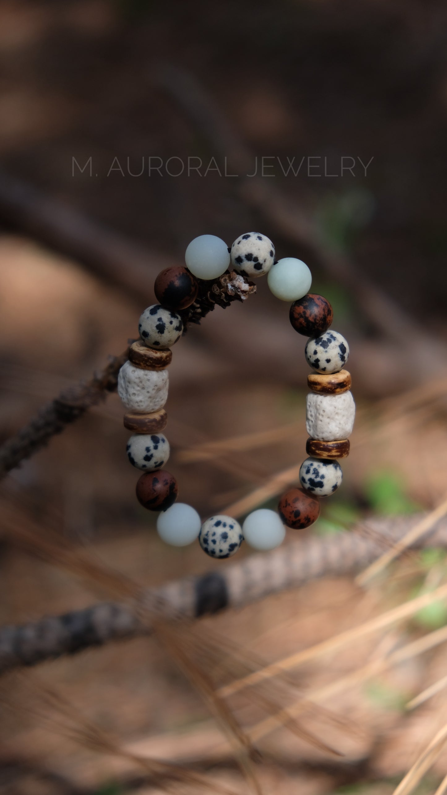 M.AURORAL | Dunhuang Series Bracelet·【Caisson Lotus】·Amazon Stone / Red Obsidian / Dalmatian / Lava Stone D102