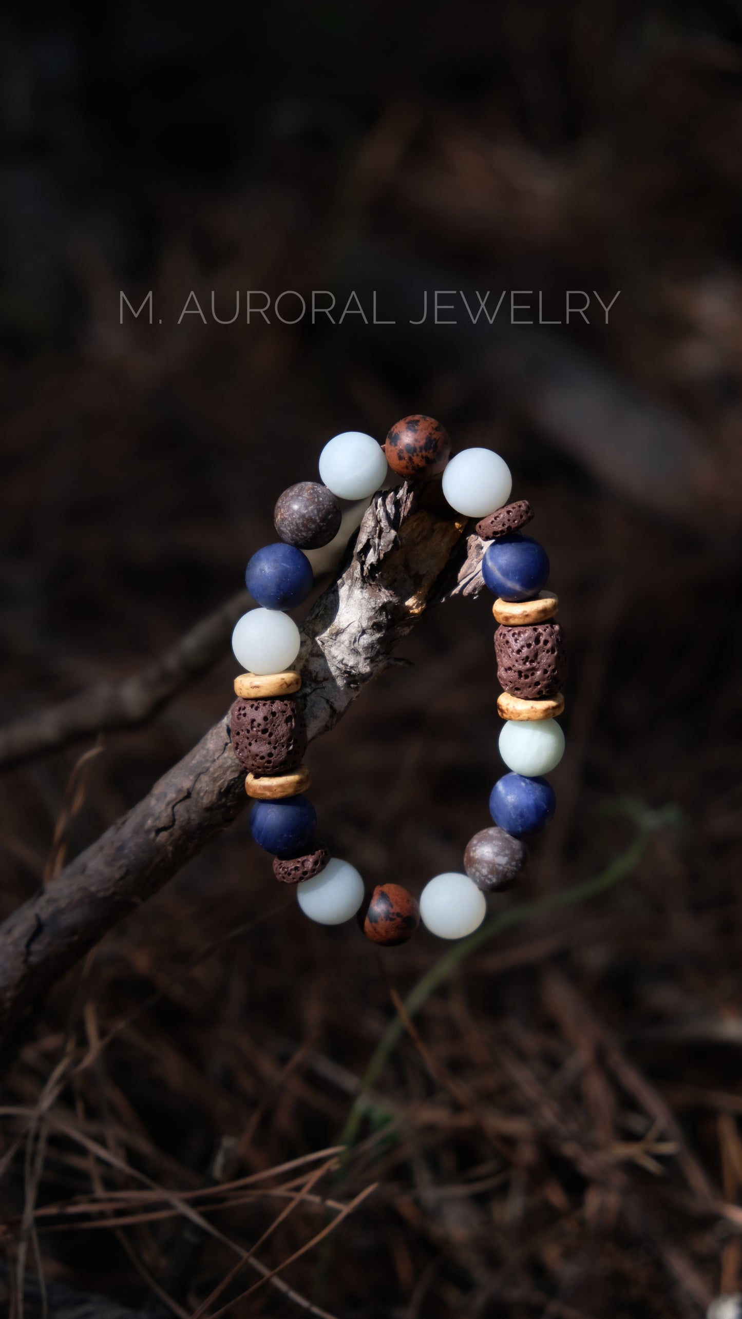 M.AURORAL | Dunhuang Series Bracelet·【Caisson Lotus】·Amazon Stone / Sodalite / Red Obsidian / Snowflake Stone / Lava Stone D104