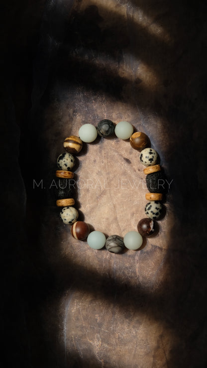 M.AURORAL | Dunhuang Series Bracelet·【Thousand Buddhas】·Dalmatian Stone / Australian Zebra Stone / Amazon Stone / Spider Web Stone / Lava Stone D107