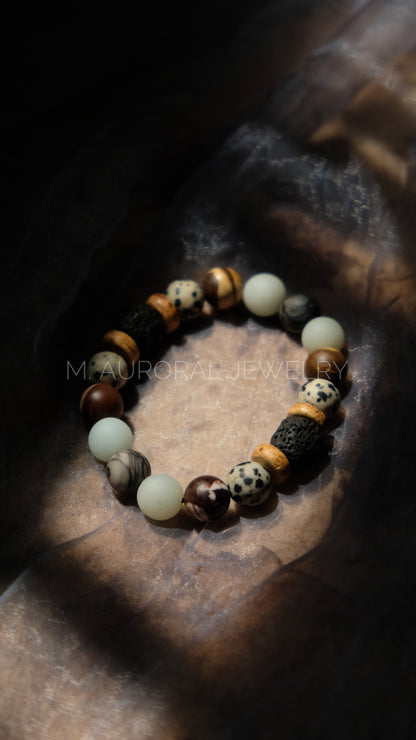 M.AURORAL | Dunhuang Series Bracelet·【Thousand Buddhas】·Dalmatian Stone / Australian Zebra Stone / Amazon Stone / Spider Web Stone / Lava Stone D107