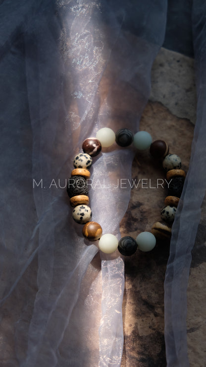 M.AURORAL | Dunhuang Series Bracelet·【Thousand Buddhas】·Dalmatian Stone / Australian Zebra Stone / Amazon Stone / Spider Web Stone / Lava Stone D107