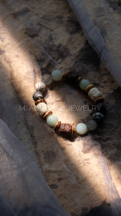 M.AURORAL | Dunhuang Series Bracelet·【Light Coloring】·Amazon Stone / Spider Web Stone / Lava Stone / Smoky Quartz D108