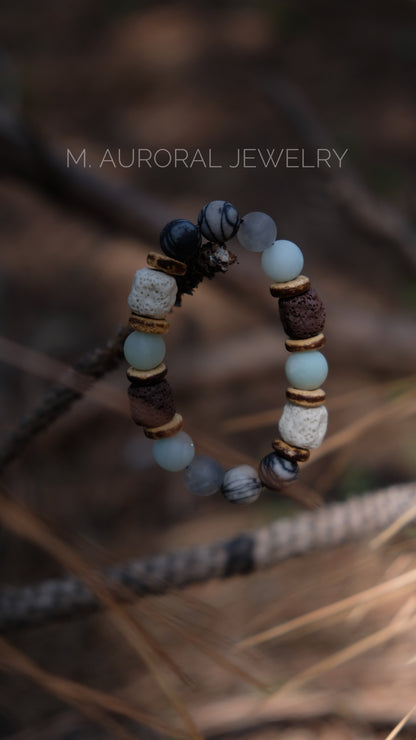 M.AURORAL | Dunhuang Series Bracelet·【Light Coloring】·Amazon Stone / Spider Web Stone / Lava Stone / Smoky Quartz D108