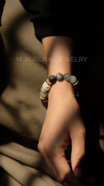 M.AURORAL | Dunhuang Series Bracelet·【Light Coloring】·Amazon Stone / Spider Web Stone / Lava Stone / Smoky Quartz D108