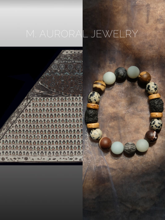 M.AURORAL | Dunhuang Series Bracelet·【Thousand Buddhas】·Dalmatian Stone / Australian Zebra Stone / Amazon Stone / Spider Web Stone / Lava Stone D107
