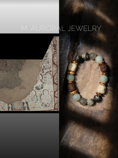 M.AURORAL | Dunhuang Series Bracelet·【Light Coloring】·Amazon Stone / Spider Web Stone / Lava Stone / Smoky Quartz D108